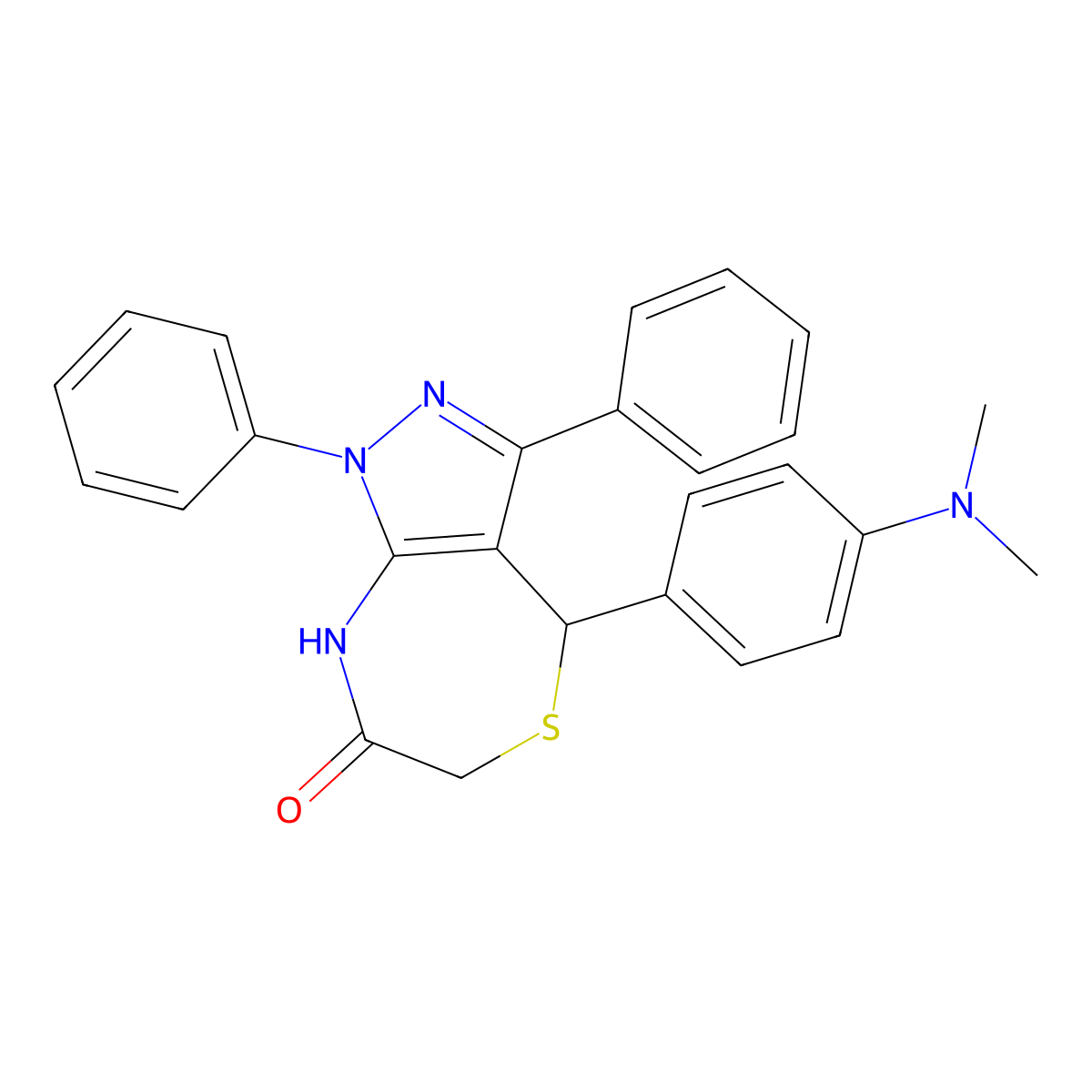 4-[4-(dimethylamino)phenyl]-1,3-diphenyl-4,8-dihydro-1H-pyrazolo[3,4-e][1,4]thiazepin-7(6H)-one molecular structure, CAS 442566-66-7