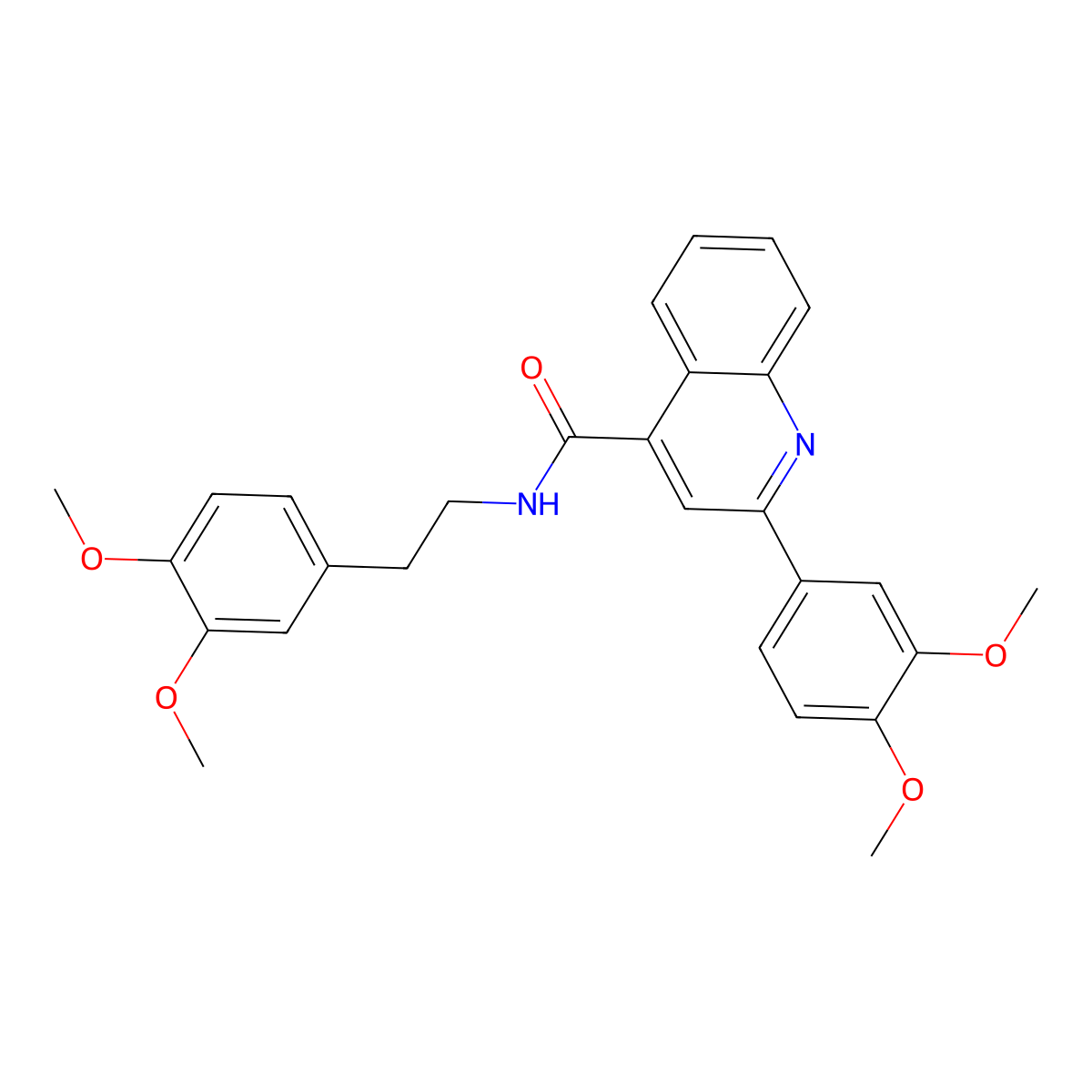 2-(3,4-dimethoxyphenyl)-N-[2-(3,4-dimethoxyphenyl)ethyl]quinoline-4-carboxamide molecular structure, CAS 442566-76-9