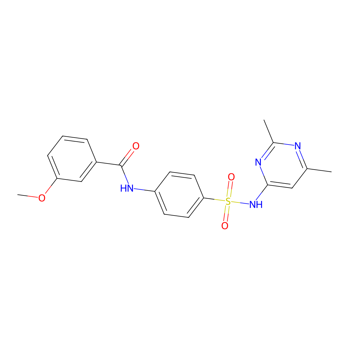 N-{4-[(2,6-dimethylpyrimidin-4-yl)sulfamoyl]phenyl}-3-methoxybenzamide molecular structure, CAS 442567-00-2