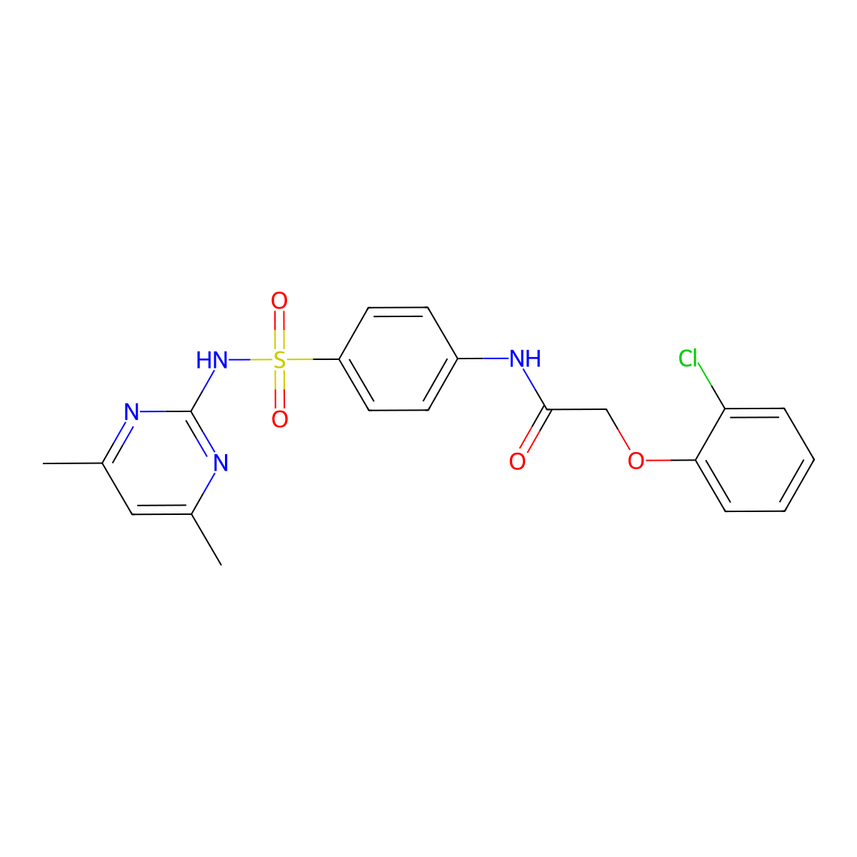 2-(2-chlorophenoxy)-N-{4-[(4,6-dimethylpyrimidin-2-yl)sulfamoyl]phenyl}acetamide molecular structure, CAS 442567-01-3