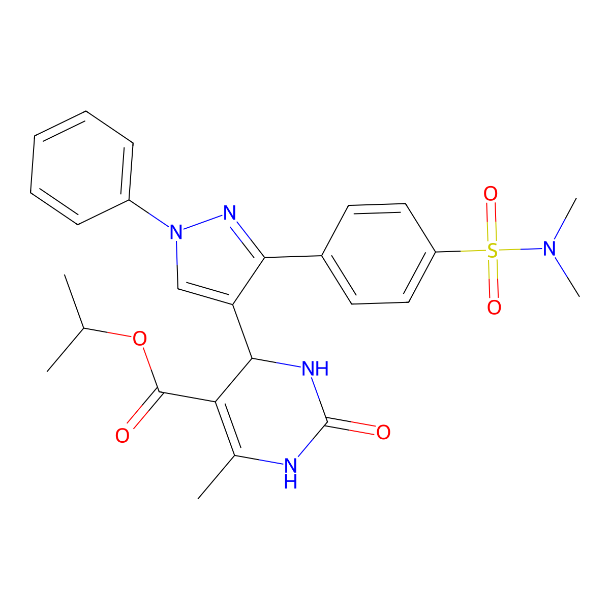 propan-2-yl 4-{3-[4-(dimethylsulfamoyl)phenyl]-1-phenyl-1H-pyrazol-4-yl}-6-methyl-2-oxo-1,2,3,4-tetrahydropyrimidine-5-carboxylate molecular structure, CAS 442567-02-4