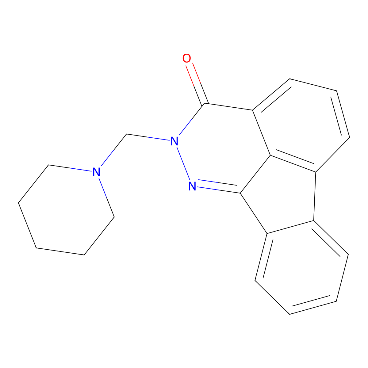 2-Piperidin-1-ylmethyl-2H-indeno[1,2,3-de]phthalazin-3-one molecular structure, CAS 442567-74-0
