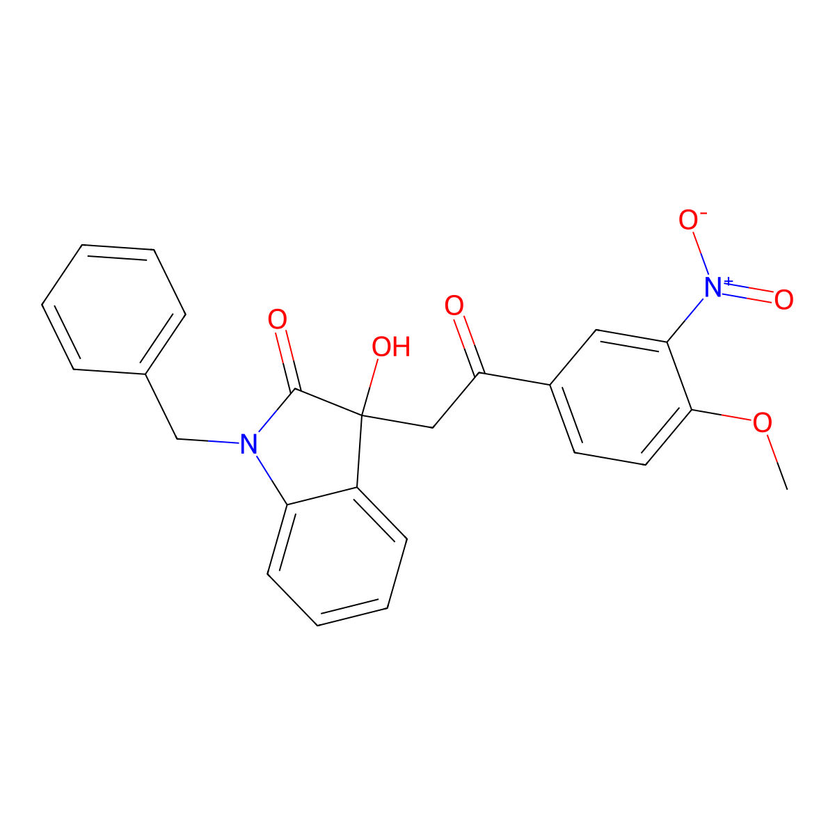 1-benzyl-3-hydroxy-3-[2-(4-methoxy-3-nitrophenyl)-2-oxoethyl]-1,3-dihydro-2H-indol-2-one molecular structure, CAS 442567-89-7