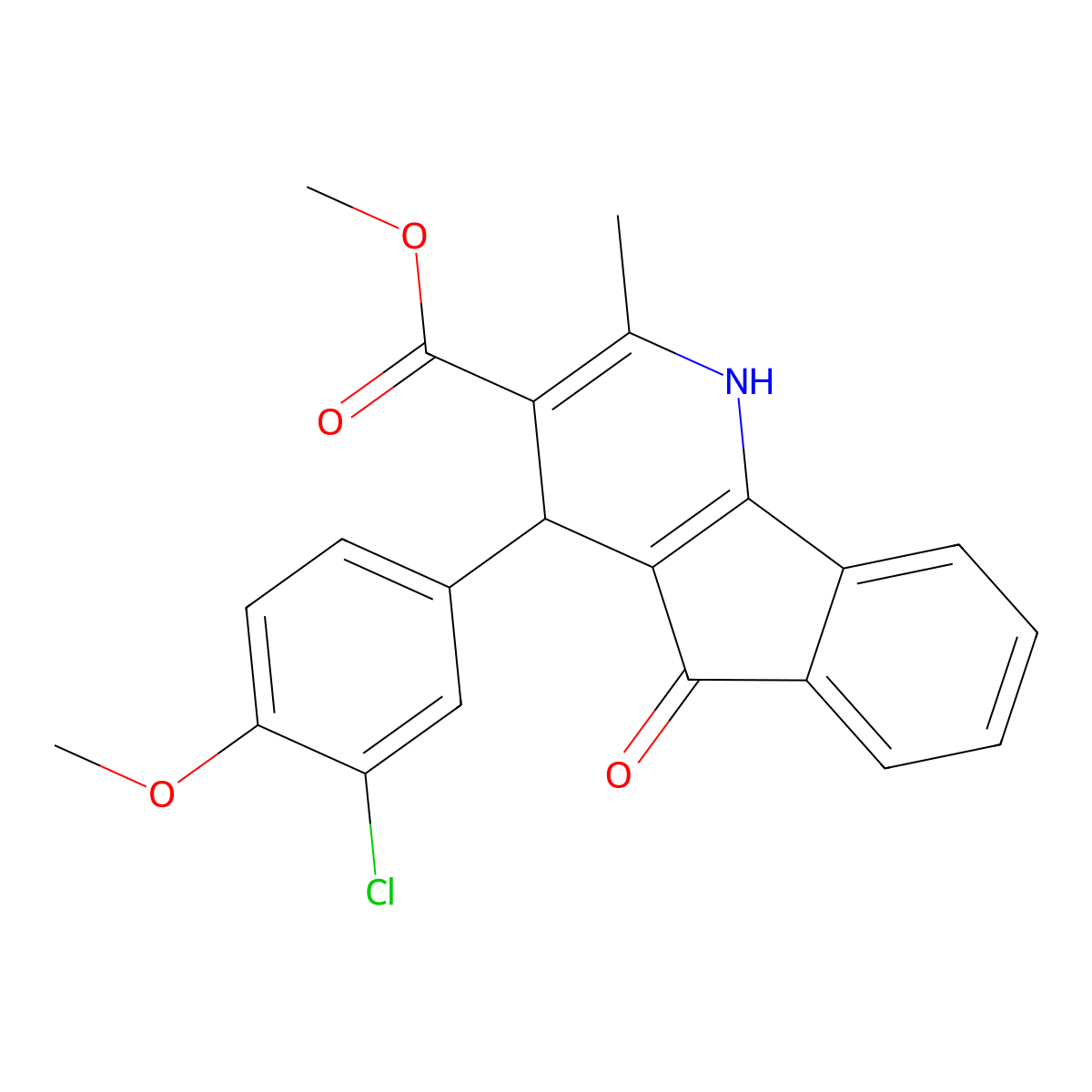 methyl 4-(3-chloro-4-methoxyphenyl)-2-methyl-5-oxo-4,5-dihydro-1H-indeno[1,2-b]pyridine-3-carboxylate molecular structure, CAS 442568-87-8