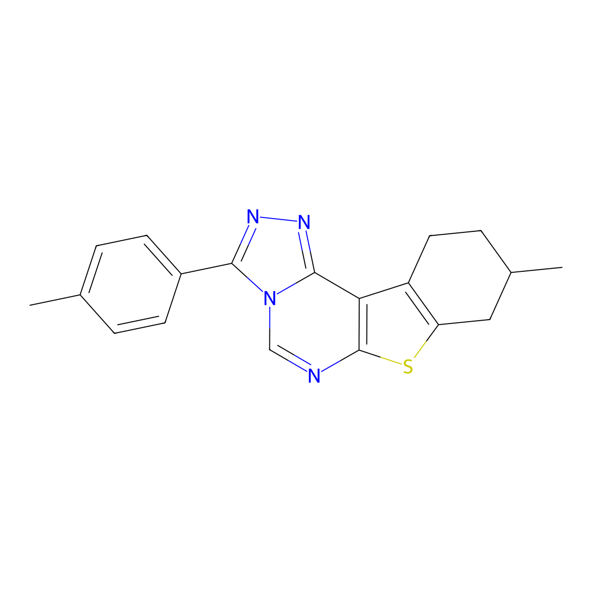 9-Methyl-3-(4-methylphenyl)-8,9,10,11-tetrahydro[1]benzothieno[3,2-e][1,2,4]triazolo[4,3-c]pyrimidine molecular structure, CAS 442571-00-8