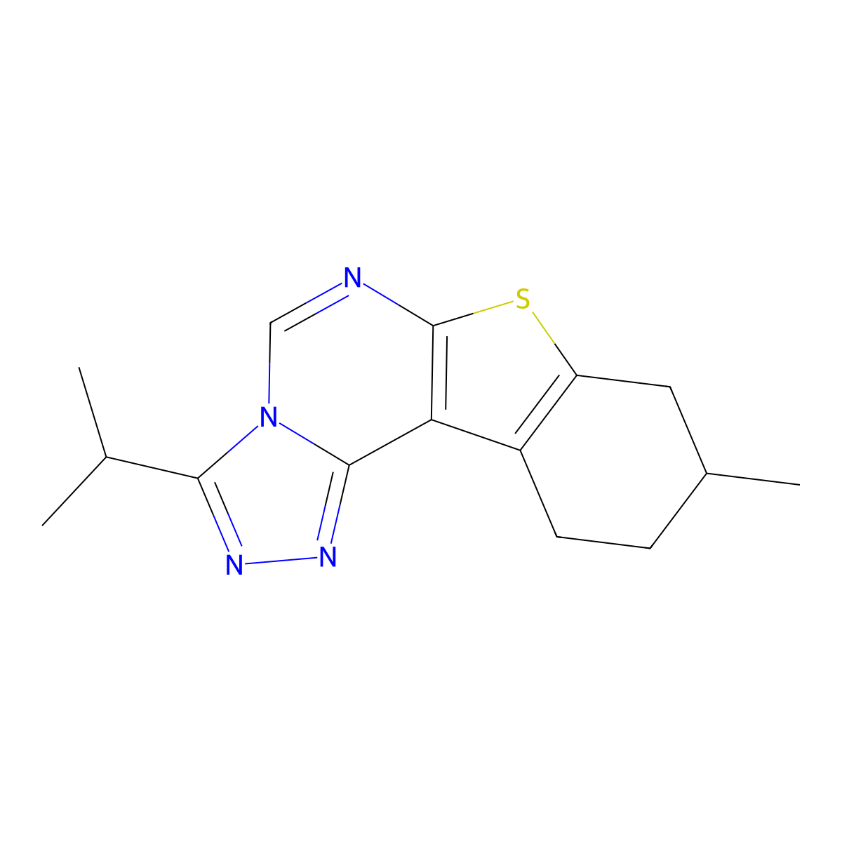 3-Isopropyl-9-methyl-8,9,10,11-tetrahydrobenzo[4,5]thieno[3,2-e][1,2,4]triazolo[4,3-c]pyrimidine molecular structure, CAS 442571-03-1
