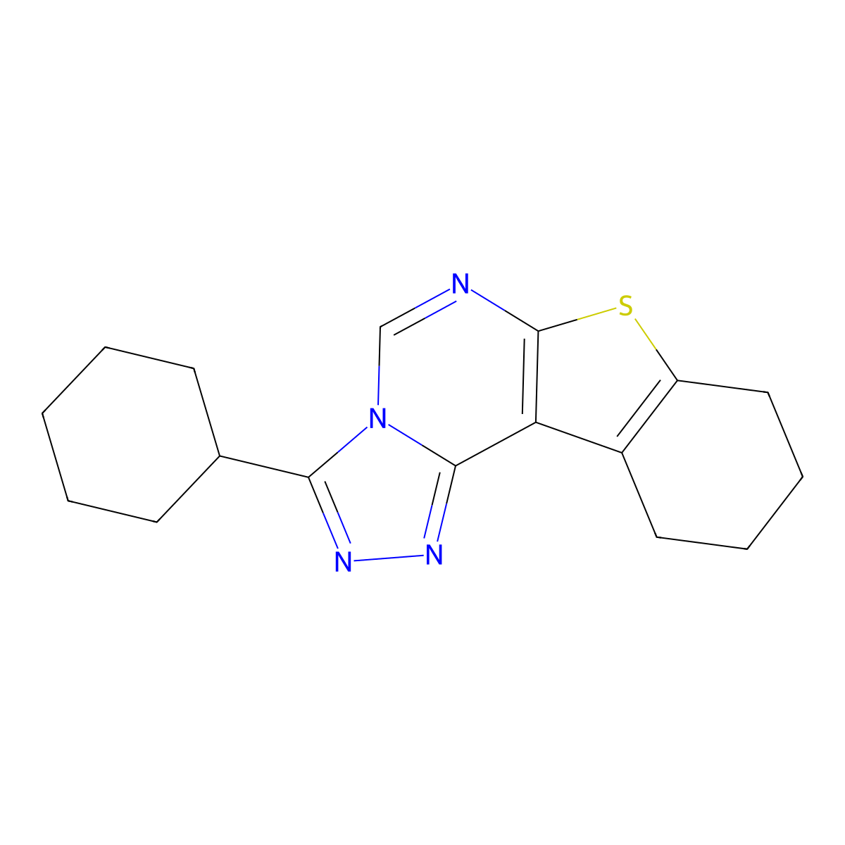 3-Cyclohexyl-8,9,10,11-tetrahydro[1]benzothieno[3,2-e][1,2,4]triazolo[4,3-c]pyrimidine molecular structure, CAS 442571-04-2