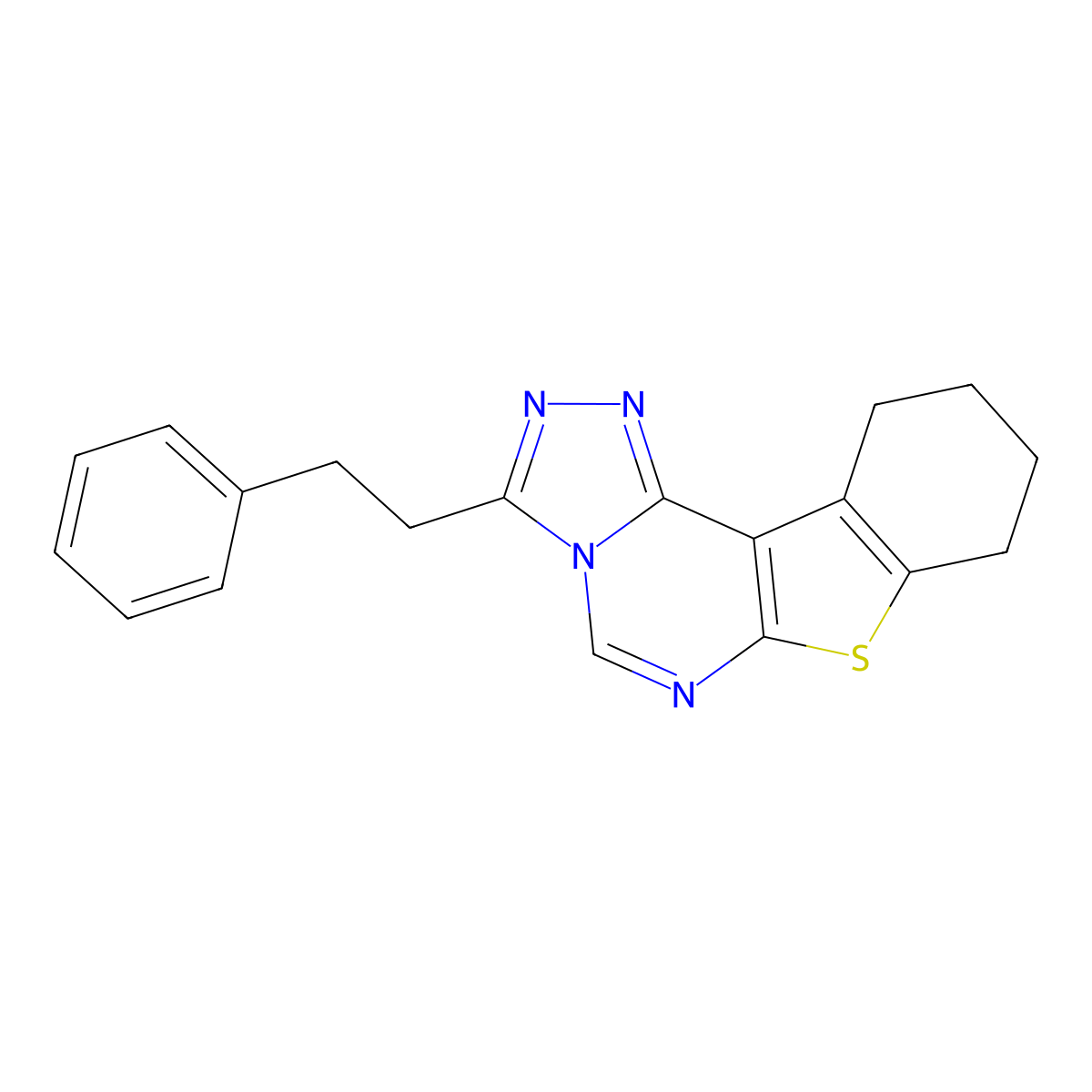 3-Phenethyl-8,9,10,11-tetrahydrobenzo[4,5]thieno[3,2-e][1,2,4]triazolo[4,3-c]pyrimidine molecular structure, CAS 442571-09-7
