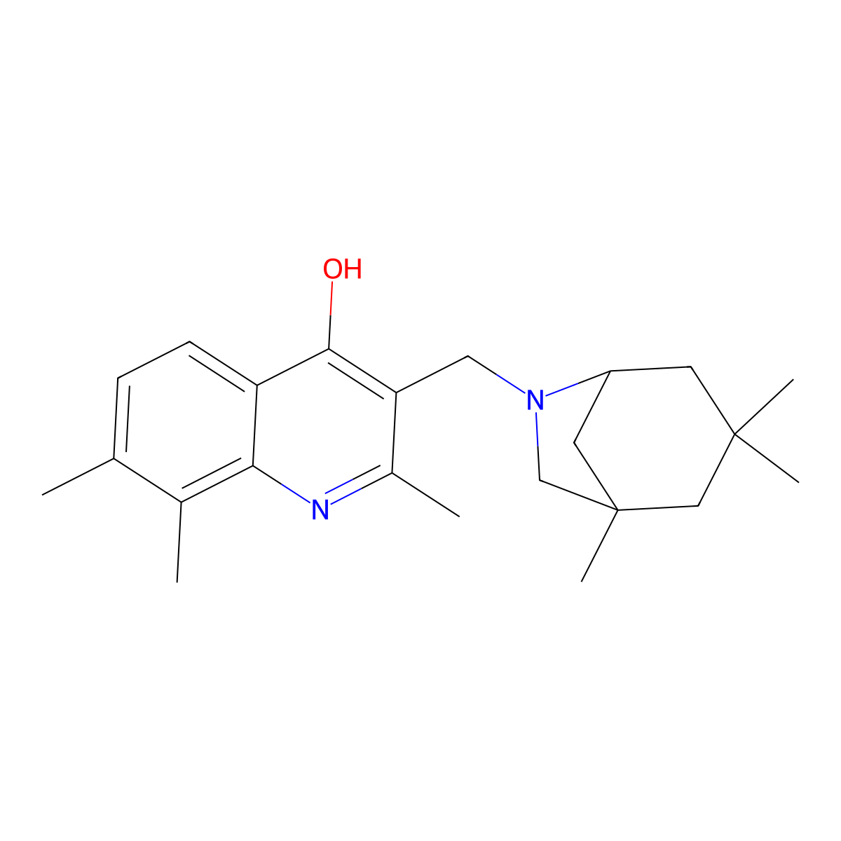 2,7,8-Trimethyl-3-[(1,3,3-trimethyl-6-azabicyclo[3.2.1]oct-6-yl)methyl]-4-quinolinol molecular structure, CAS 442571-55-3