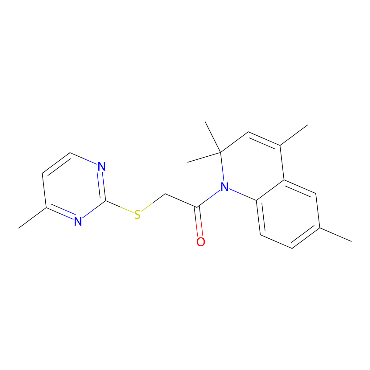 2-[(4-methylpyrimidin-2-yl)sulfanyl]-1-(2,2,4,6-tetramethylquinolin-1(2H)-yl)ethanone molecular structure, CAS 442571-76-8