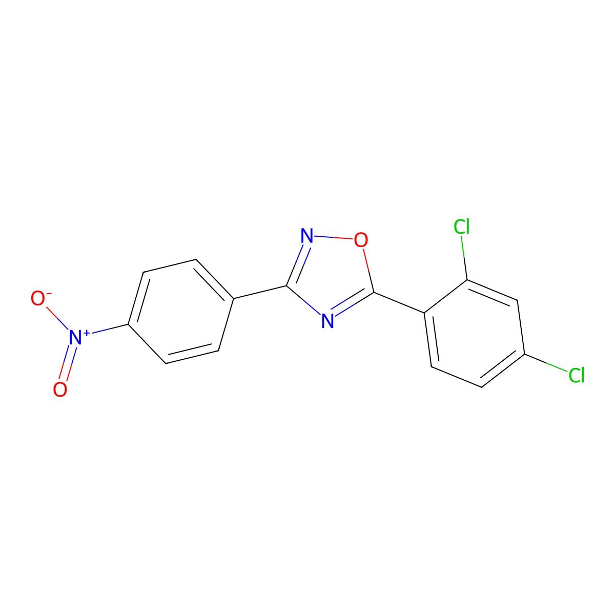 5-(2,4-Dichlorophenyl)-3-(4-nitrophenyl)-1,2,4-oxadiazole molecular structure, CAS 442571-84-8