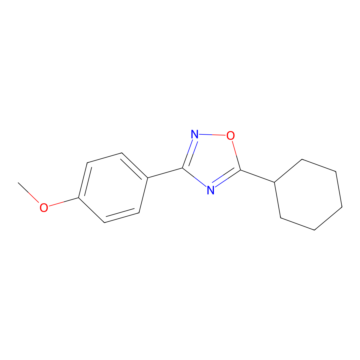 5-Cyclohexyl-3-(4-methoxyphenyl)-1,2,4-oxadiazole molecular structure, CAS 442571-85-9