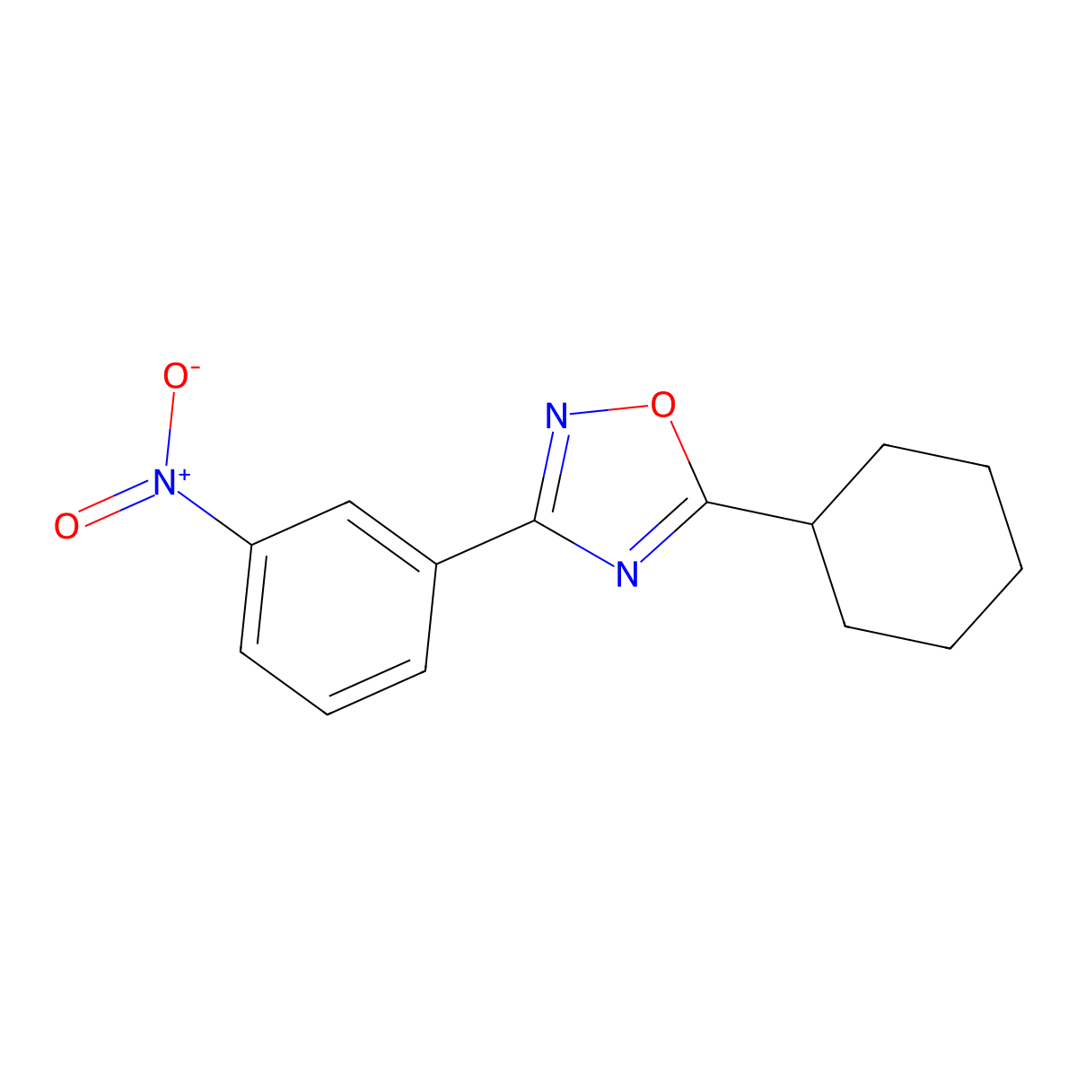 5-Cyclohexyl-3-(3-nitrophenyl)-1,2,4-oxadiazole molecular structure, CAS 442571-86-0