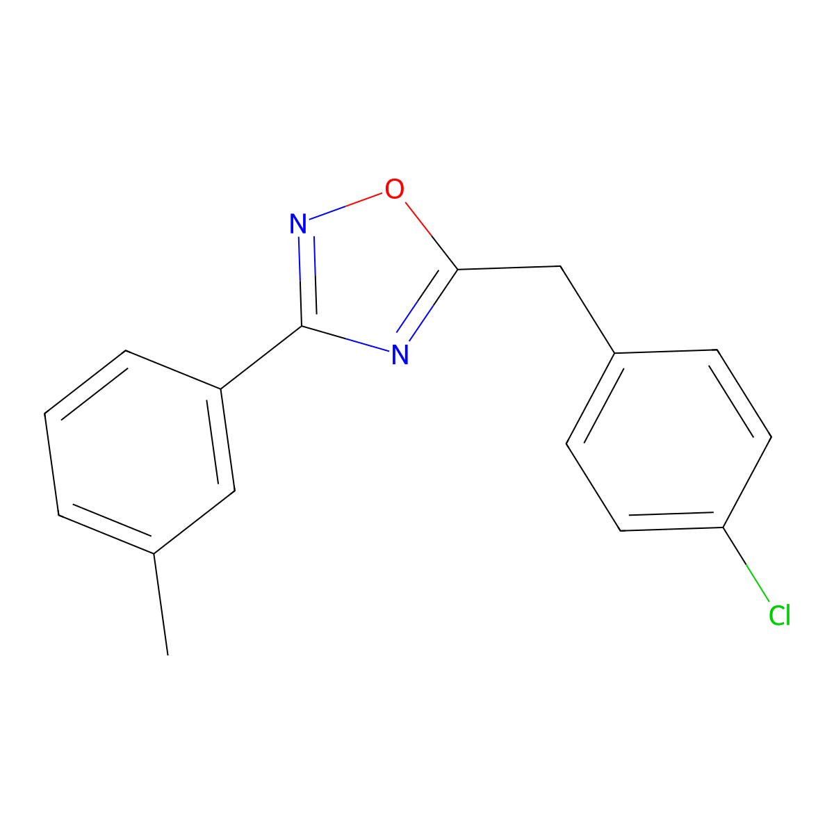 5-[(4-Chlorophenyl)methyl]-3-(3-methylphenyl)-1,2,4-oxadiazole molecular structure, CAS 442571-87-1