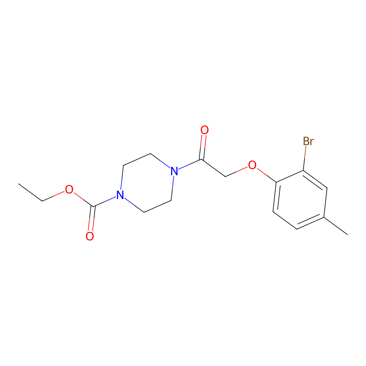 Ethyl 4-[(2-bromo-4-methylphenoxy)acetyl]-1-piperazinecarboxylate molecular structure, CAS 442571-91-7