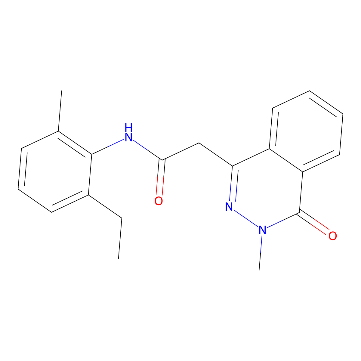 N-(2-ethyl-6-methylphenyl)-2-(3-methyl-4-oxophthalazin-1-yl)acetamide molecular structure, CAS 442571-97-3