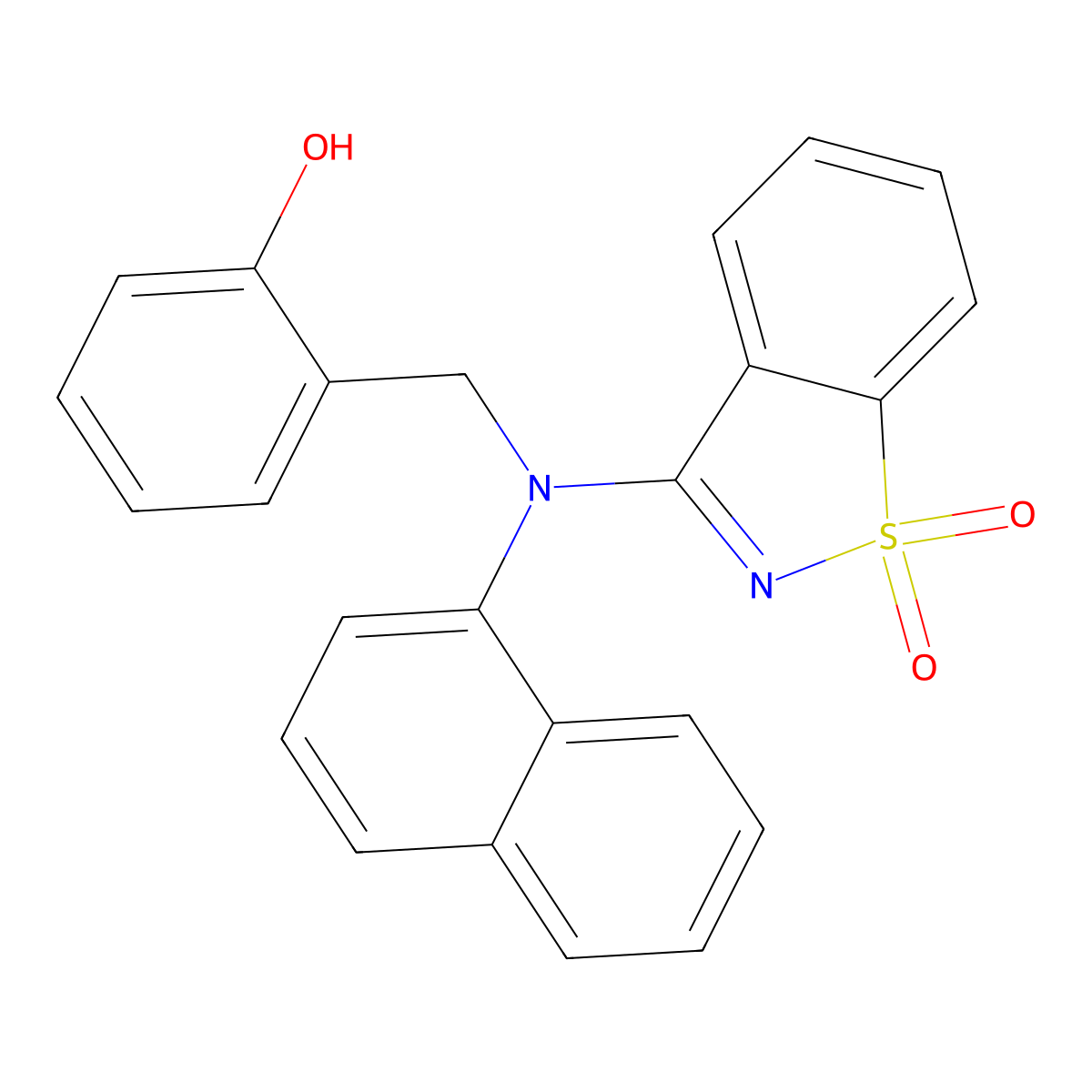 2-([(1,1-Dioxido-1,2-benzisothiazol-3-yl)(1-naphthyl)amino]methyl)phenol molecular structure, CAS 442571-99-5