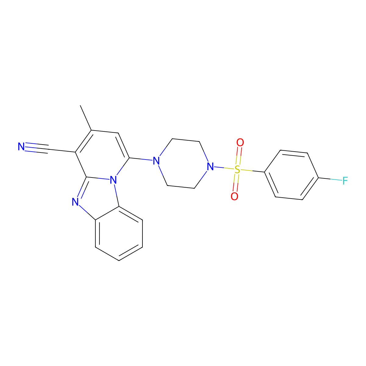 1-[4-(4-Fluorophenyl)sulfonylpiperazin-1-yl]-3-methylpyrido[1,2-a]benzimidazole-4-carbonitrile molecular structure, CAS 442572-38-5