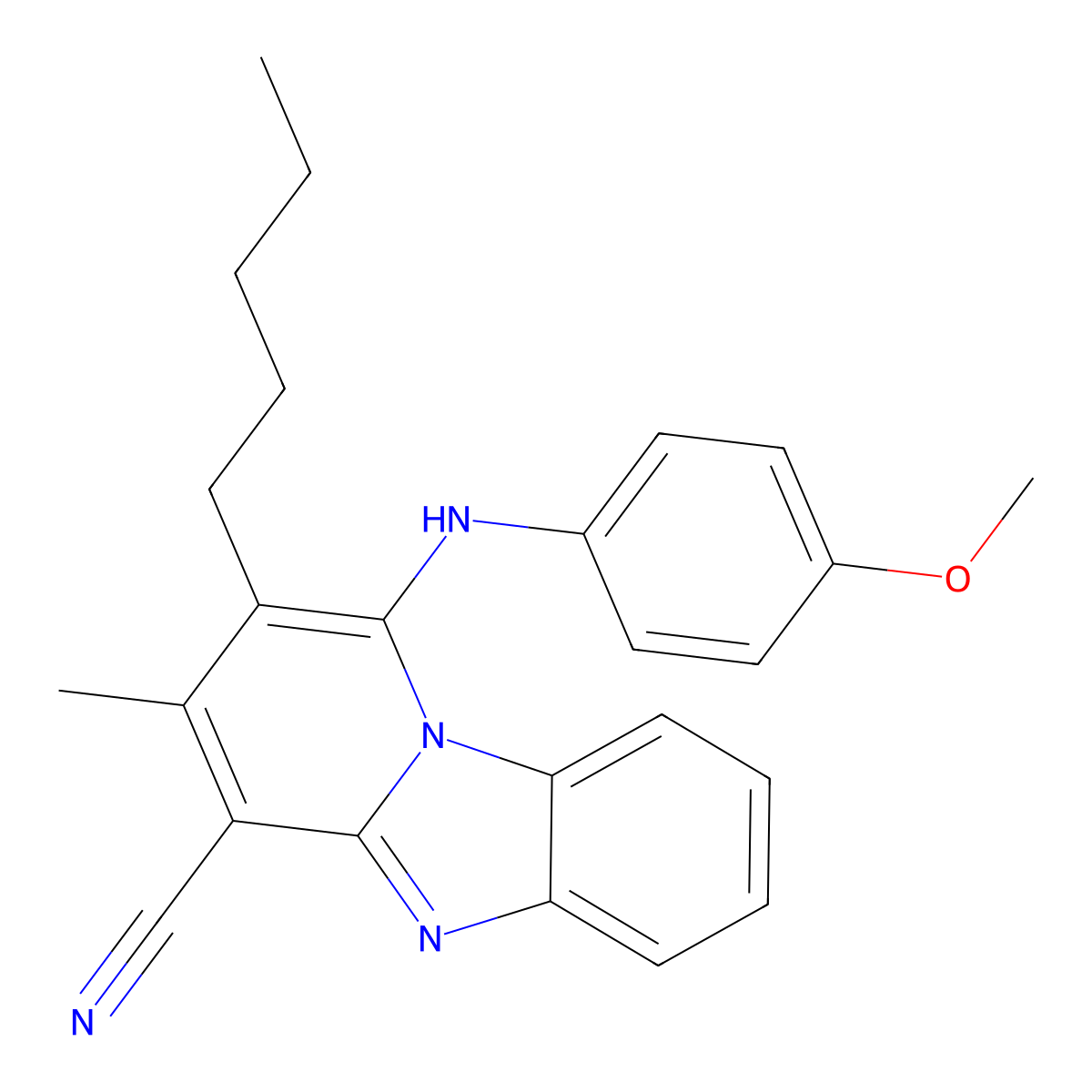 1-[(4-Methoxyphenyl)amino]-3-methyl-2-pentylpyrido[1,2-a]benzimidazole-4-carbonitrile molecular structure, CAS 442572-57-8