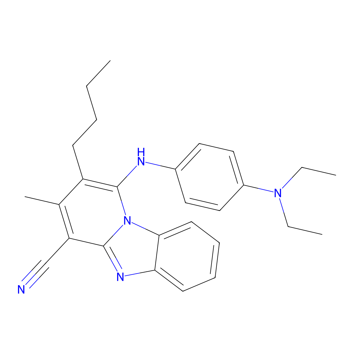 2-Butyl-1-{[4-(diethylamino)phenyl]amino}-3-methylpyrido[1,2-a]benzimidazole-4-carbonitrile molecular structure, CAS 442572-78-3