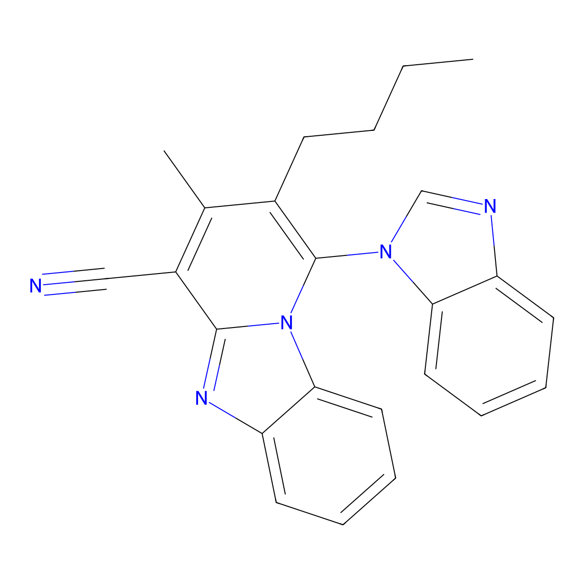 1-(1H-benzimidazol-1-yl)-2-butyl-3-methylpyrido[1,2-a]benzimidazole-4-carbonitrile molecular structure, CAS 442572-79-4