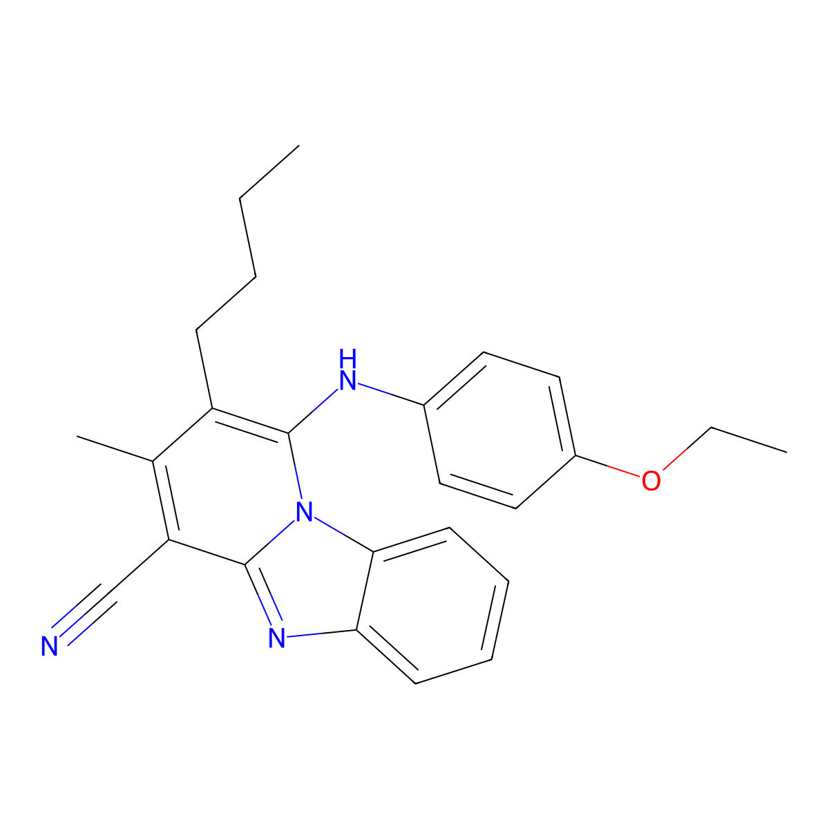 2-Butyl-1-[(4-ethoxyphenyl)amino]-3-methylpyrido[1,2-a]benzimidazole-4-carbonitrile molecular structure, CAS 442572-85-2