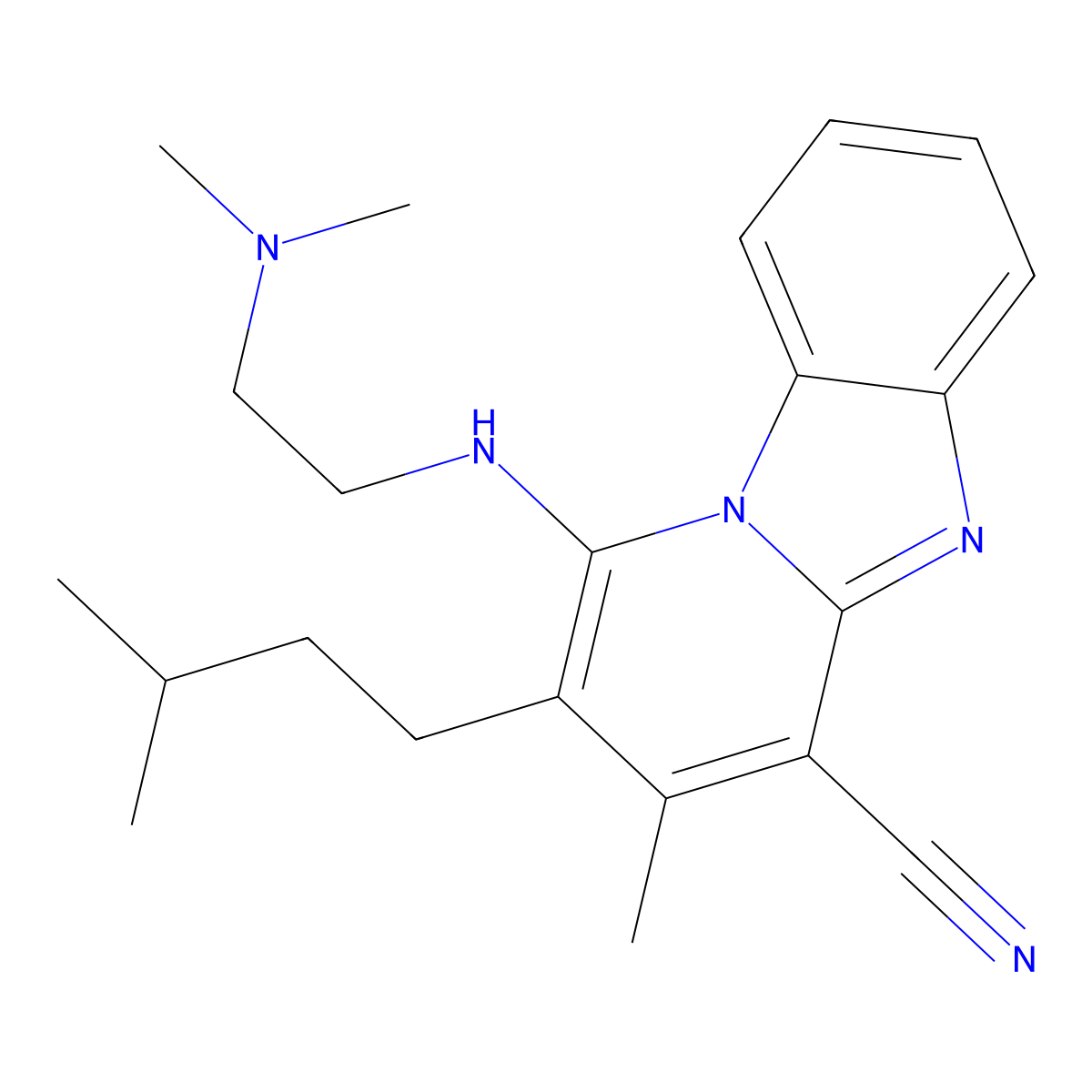 1-{[2-(Dimethylamino)ethyl]amino}-3-methyl-2-(3-methylbutyl)pyrido[1,2-a]benzimidazole-4-carbonitrile molecular structure, CAS 442572-92-1