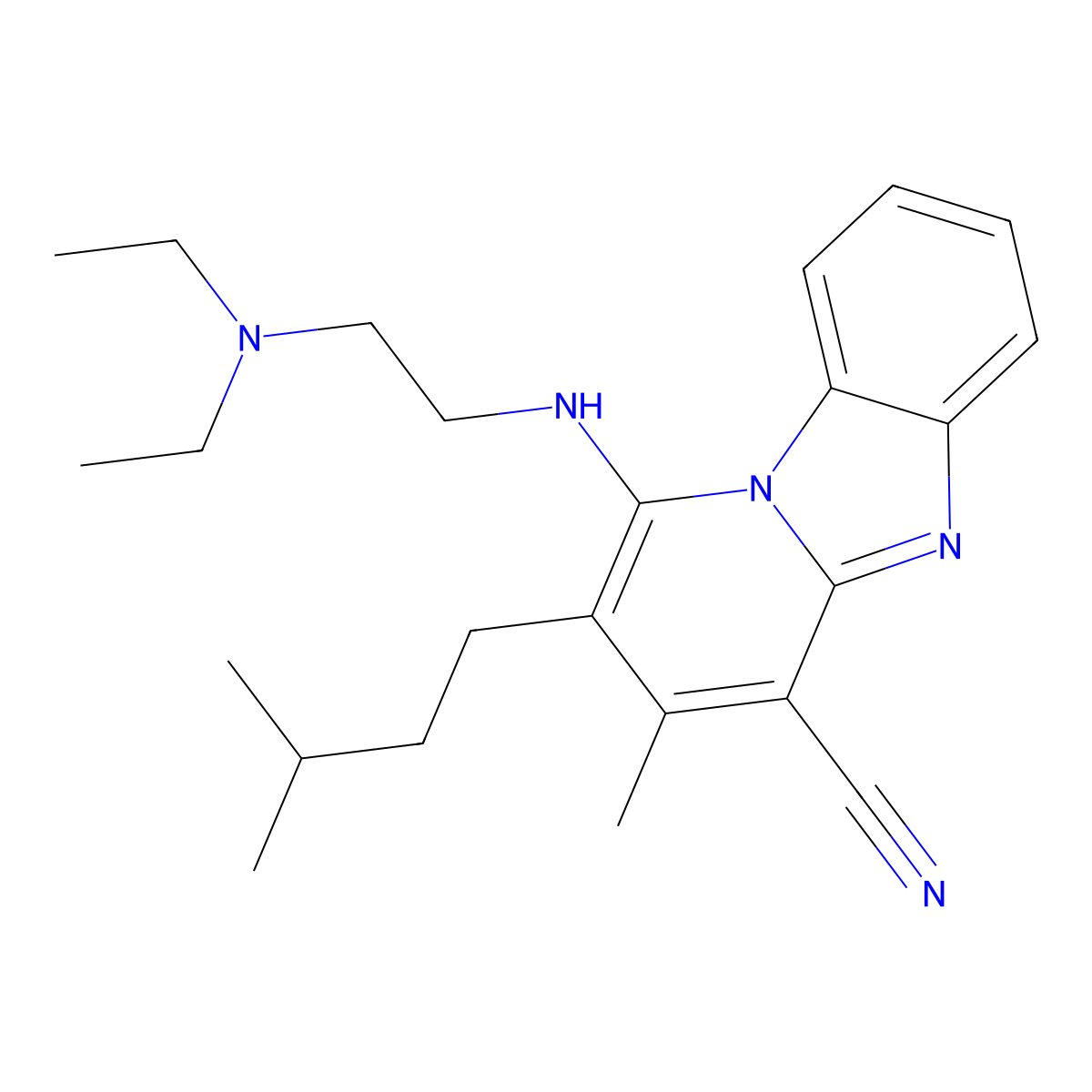 1-{[2-(Diethylamino)ethyl]amino}-3-methyl-2-(3-methylbutyl)pyrido[1,2-a]benzimidazole-4-carbonitrile molecular structure, CAS 442572-94-3