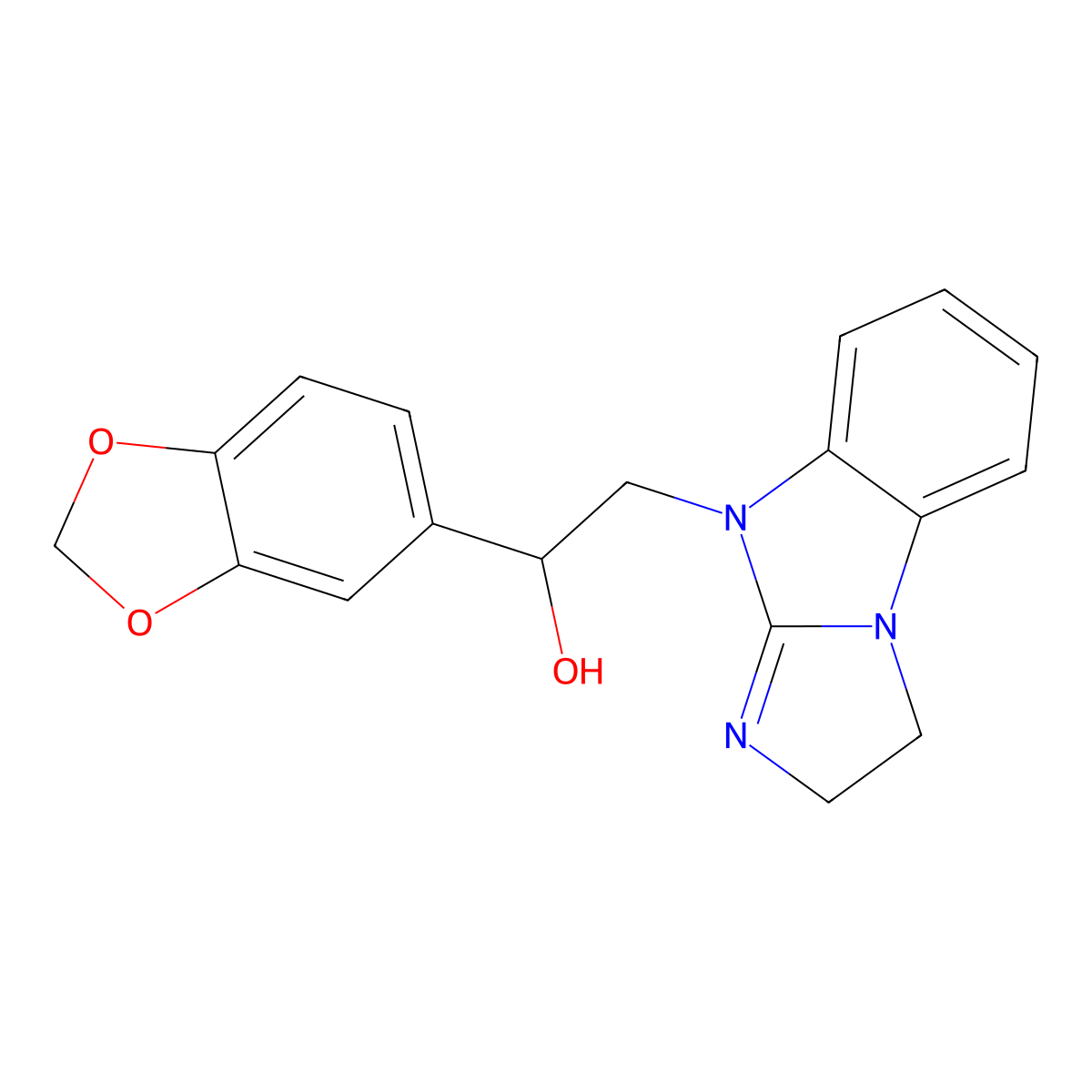 1-(1,3-Benzodioxol-5-yl)-2-(1,2-dihydroimidazo[1,2-a]benzimidazol-4-yl)ethanol molecular structure, CAS 442573-05-9
