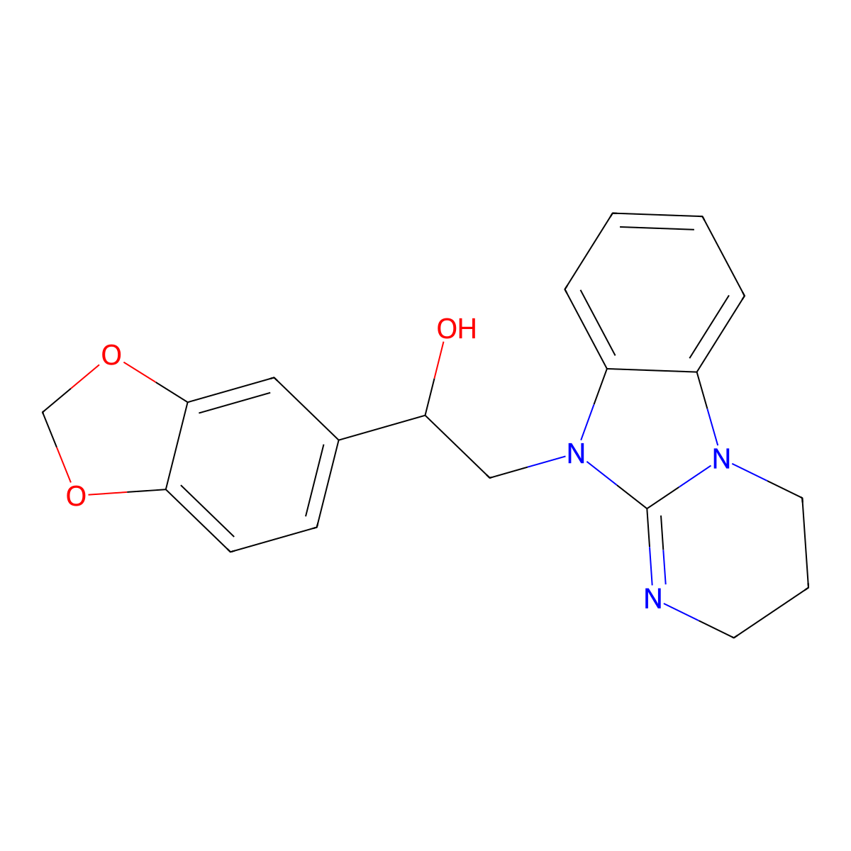 1-(1,3-benzodioxol-5-yl)-2-(3,4-dihydropyrimido[1,2-a]benzimidazol-10(2H)-yl)ethanol molecular structure, CAS 442573-06-0