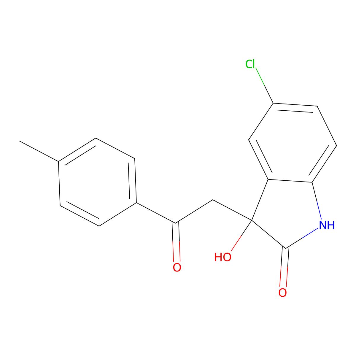 5-chloro-3-hydroxy-3-[2-(4-methylphenyl)-2-oxoethyl]-1,3-dihydro-2H-indol-2-one molecular structure, CAS 442573-43-5