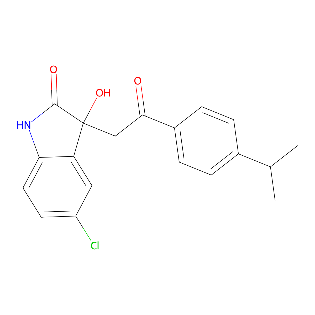 5-chloro-3-hydroxy-3-[2-(4-isopropylphenyl)-2-oxoethyl]-1,3-dihydro-2H-indol-2-one molecular structure, CAS 442573-45-7