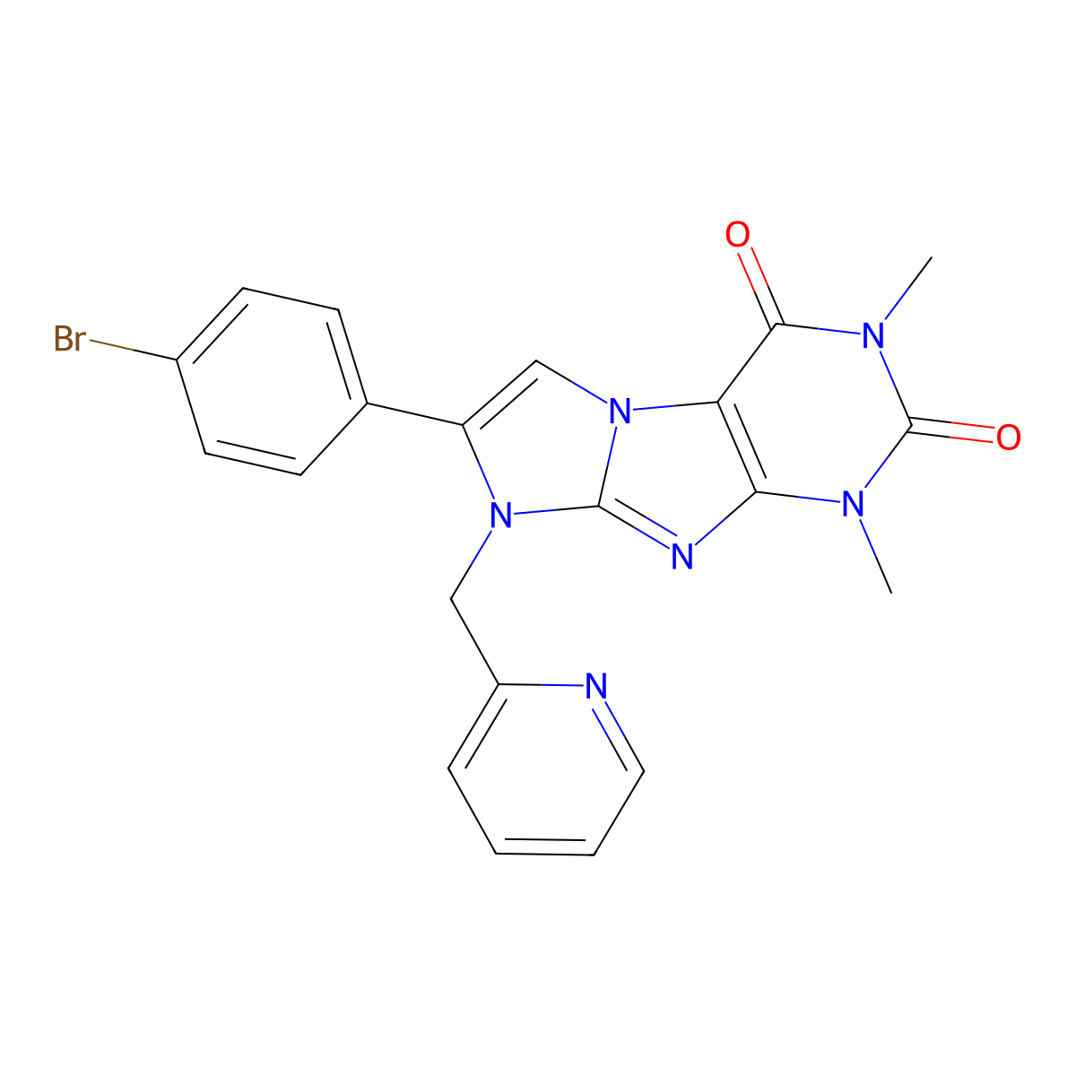 7-(4-Bromophenyl)-2,4-dimethyl-6-(pyridin-2-ylmethyl)purino[7,8-a]imidazole-1,3-dione molecular structure, CAS 442629-80-3