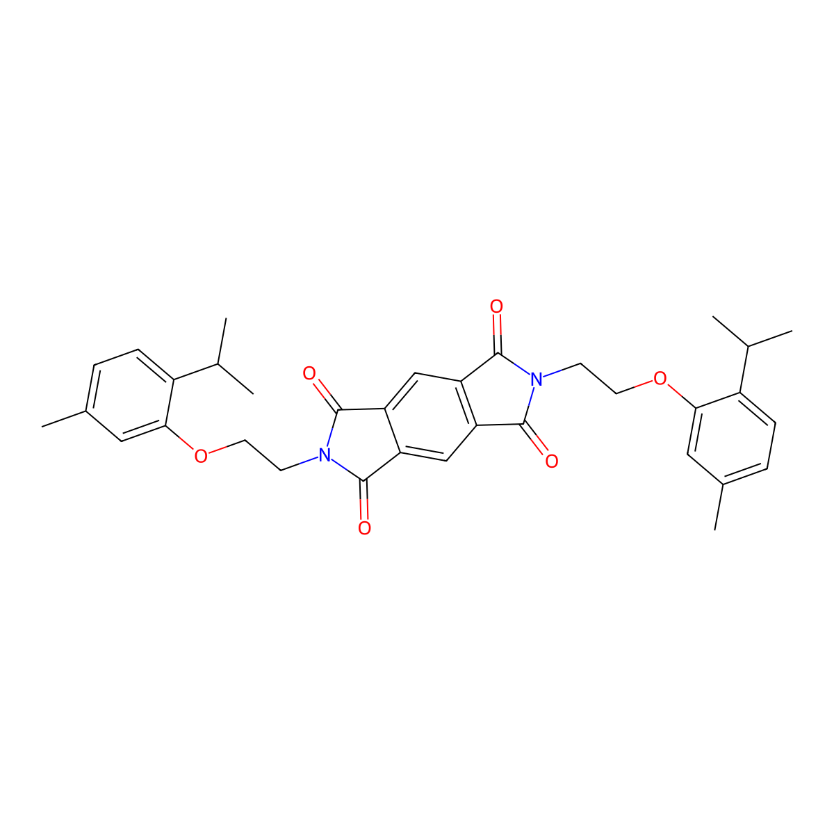 Benzo[1,2-c:4,5-c']dipyrrole-1,3,5,7(2H,6H)-tetrone, 2,6-bis[2-[5-methyl-2-(1-methylethyl)phenoxy]ethyl]- molecular structure, CAS 442630-24-2