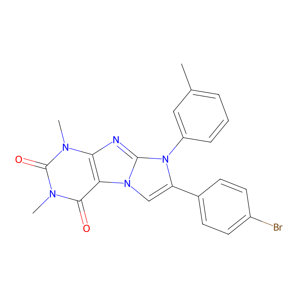 7-(4-Bromophenyl)-2,4-dimethyl-6-(3-methylphenyl)purino[7,8-a]imidazole-1,3-dione molecular structure, CAS 442630-26-4
