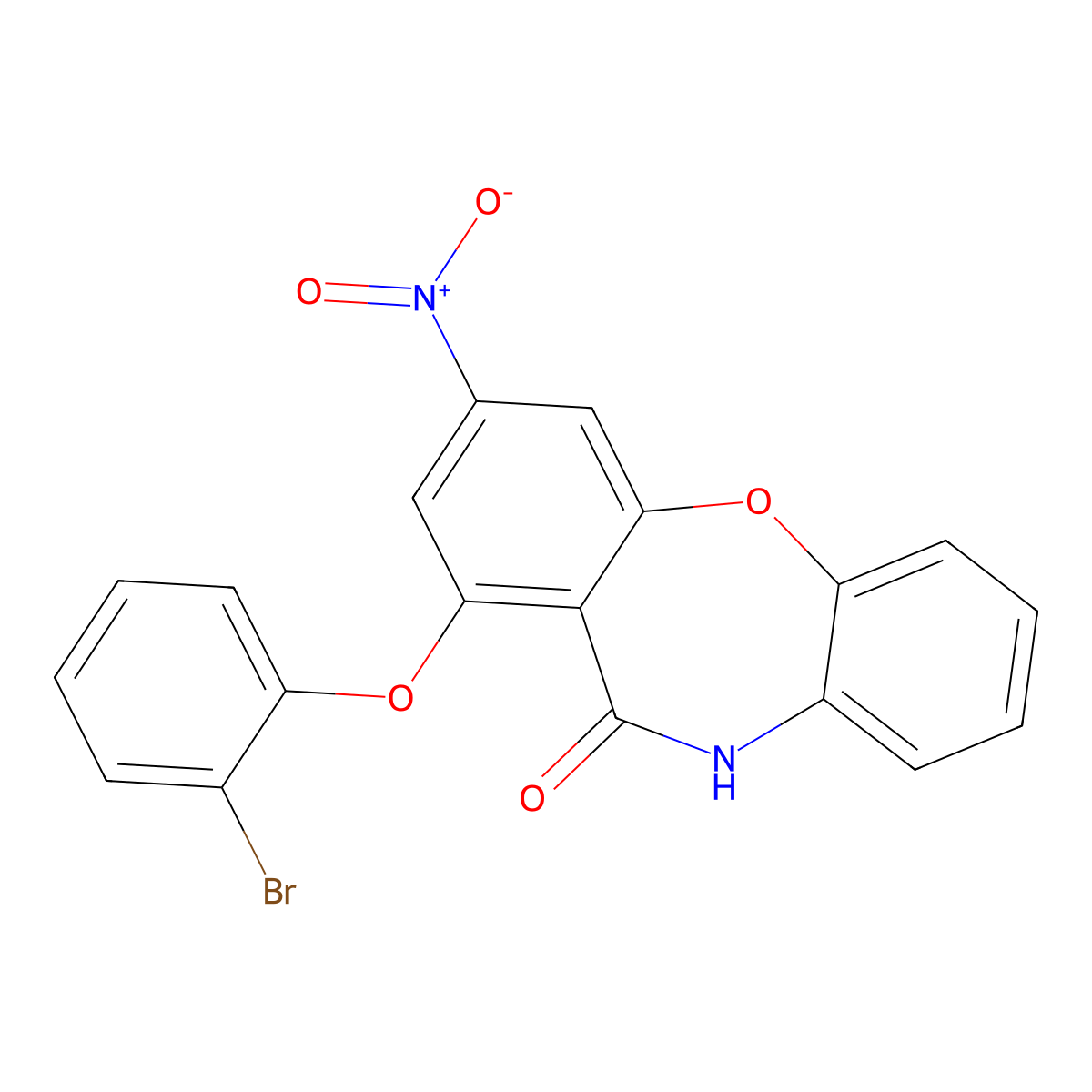 7-(2-bromophenoxy)-9-nitro-5H-benzo[b][1,4]benzoxazepin-6-one molecular structure, CAS 442631-06-3