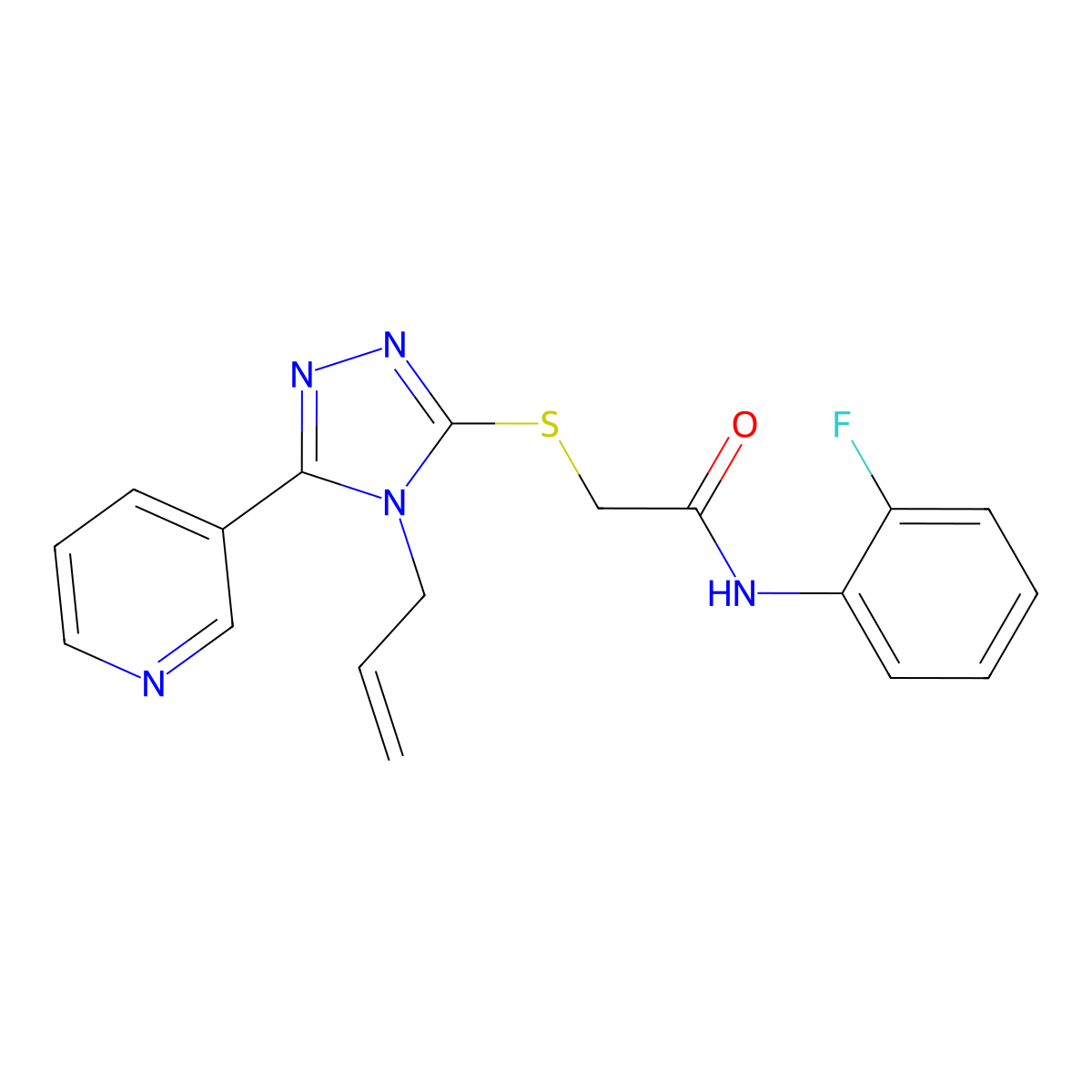 N-(2-fluorophenyl)-2-{[4-(prop-2-en-1-yl)-5-(pyridin-3-yl)-4H-1,2,4-triazol-3-yl]sulfanyl}acetamide molecular structure, CAS 442631-12-1