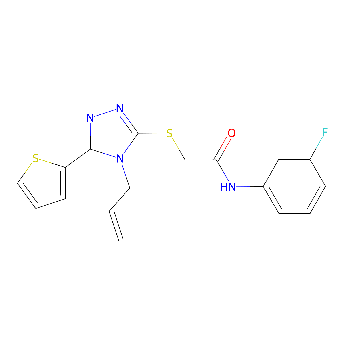 2-((4-Allyl-5-(2-thienyl)-4H-1,2,4-triazol-3-YL)thio)-N-(3-F-PH)acetamide molecular structure, CAS 442631-28-9