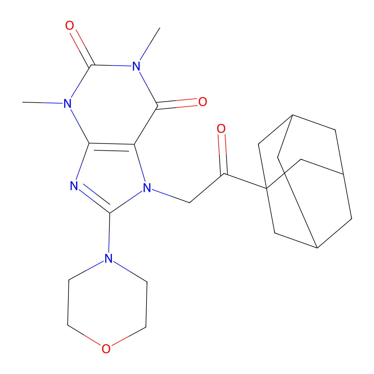 7-[2-(1-Adamantyl)-2-oxoethyl]-1,3-dimethyl-8-morpholin-4-ylpurine-2,6-dione molecular structure, CAS 442632-22-6