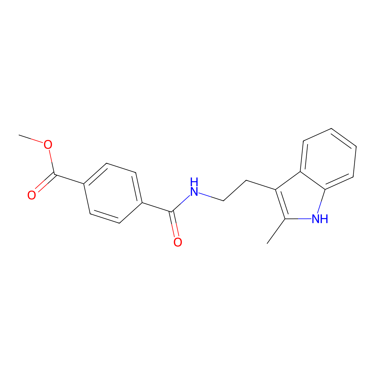 Methyl 4-[[[2-(2-methyl-1H-indol-3-yl)ethyl]amino]carbonyl]benzoate molecular structure, CAS 442632-73-7