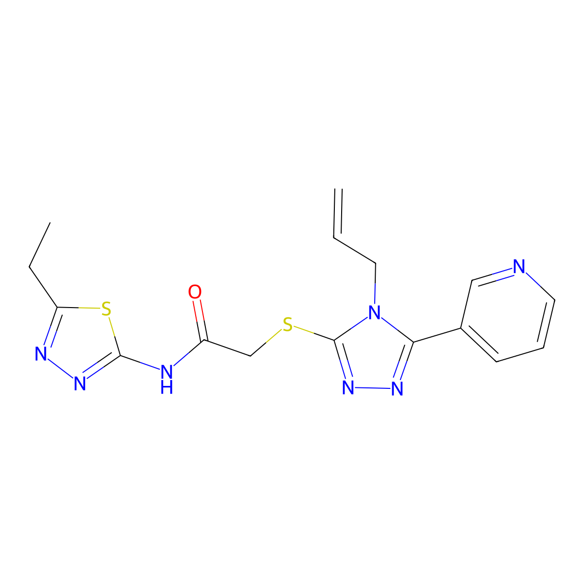 N-(5-ethyl-1,3,4-thiadiazol-2-yl)-2-[(4-prop-2-enyl-5-pyridin-3-yl-1,2,4-triazol-3-yl)sulfanyl]acetamide molecular structure, CAS 442632-74-8
