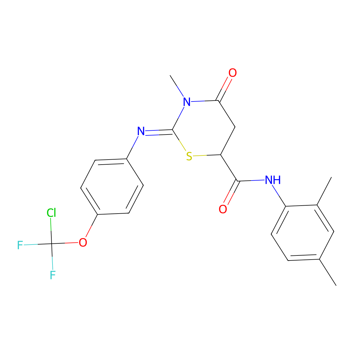 2-({4-[chloro(difluoro)methoxy]phenyl}imino)-N-(2,4-dimethylphenyl)-3-methyl-4-oxo-1,3-thiazinane-6-carboxamide molecular structure, CAS 442632-95-3