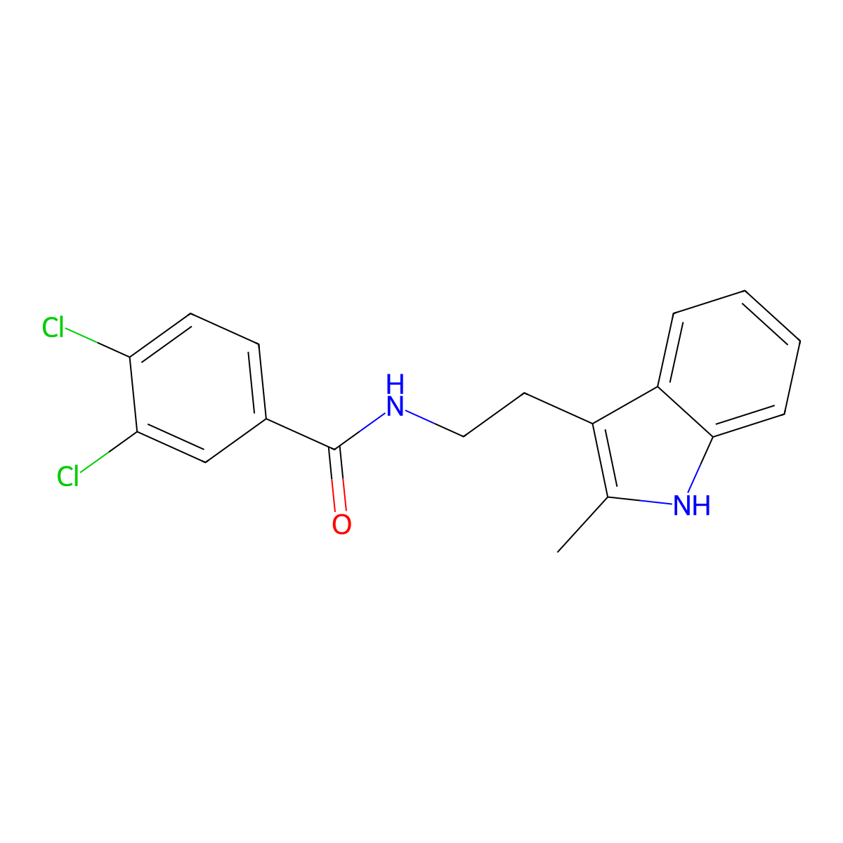 3,4-Dichloro-N-(2-(2-methyl-1H-indol-3-yl)ethyl)benzamide molecular structure, CAS 442633-01-4