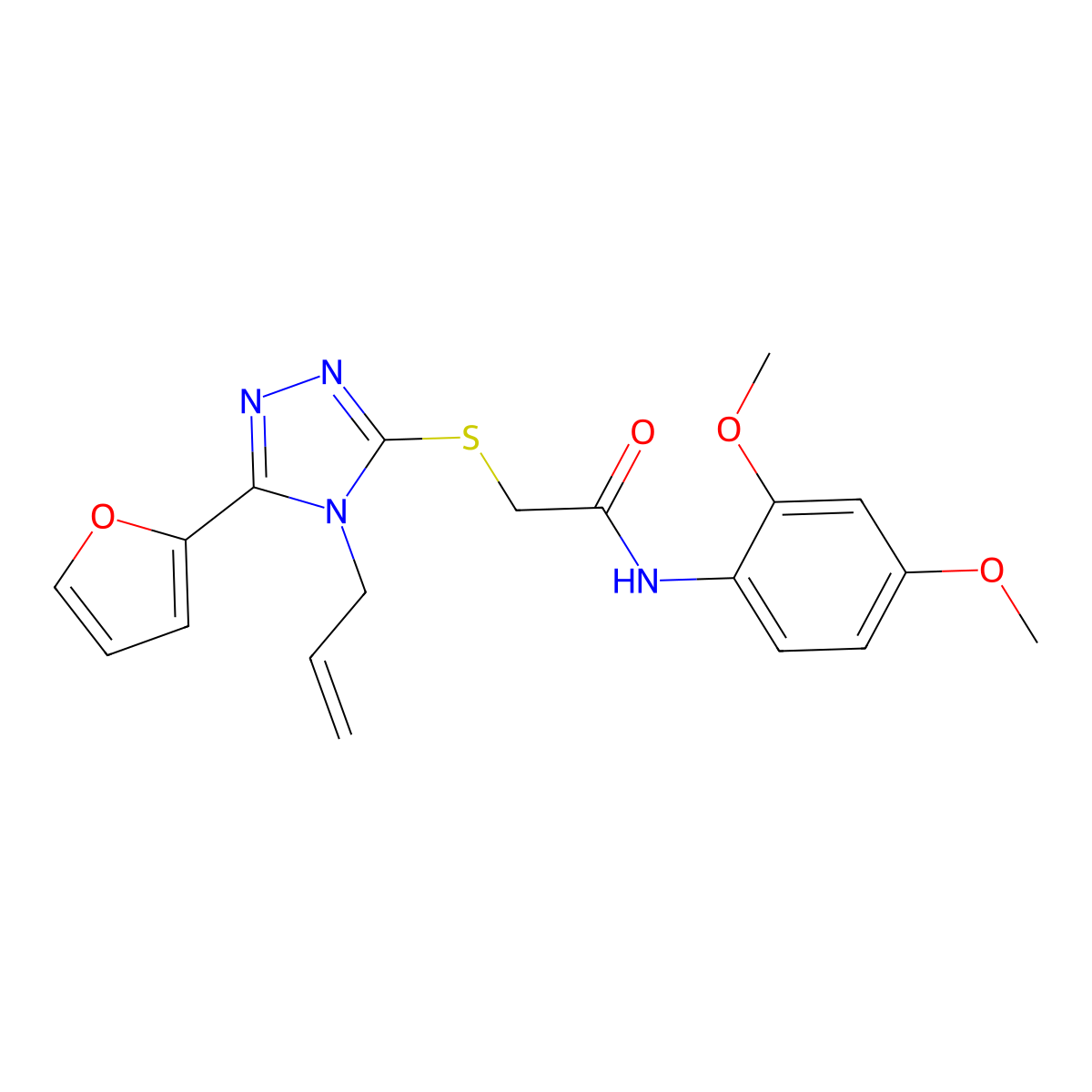 2-{[4-Allyl-5-(2-furyl)-4H-1,2,4-triazol-3-YL]sulfanyl}-N-(2,4-dimethoxyphenyl)acetamide molecular structure, CAS 442633-56-9