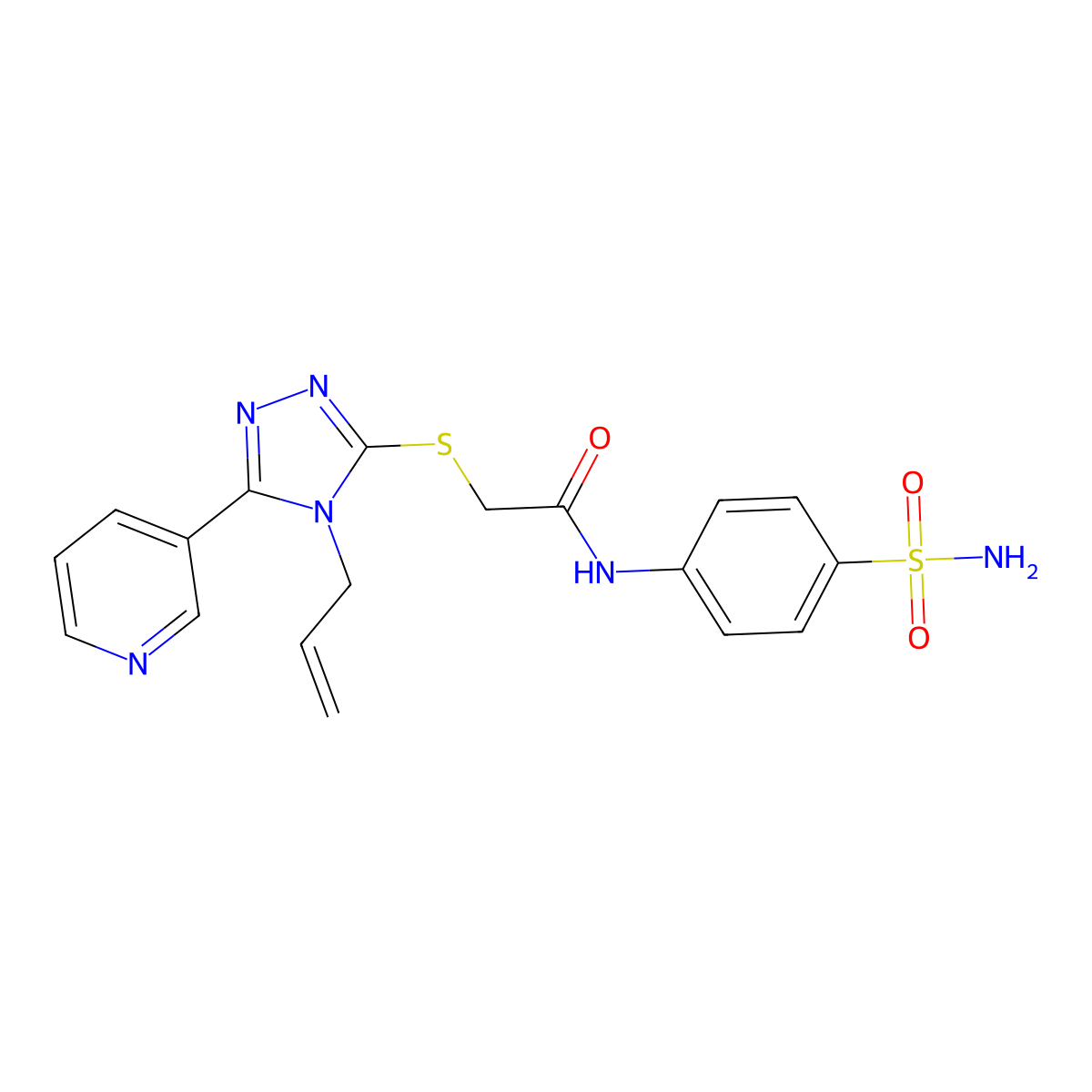 2-{[4-(prop-2-en-1-yl)-5-(pyridin-3-yl)-4H-1,2,4-triazol-3-yl]sulfanyl}-N-(4-sulfamoylphenyl)acetamide molecular structure, CAS 442633-82-1