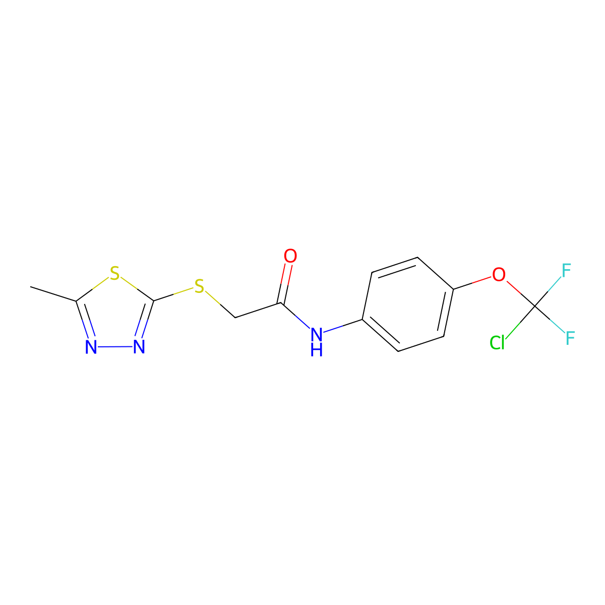 N-[4-[chloro(difluoro)methoxy]phenyl]-2-[(5-methyl-1,3,4-thiadiazol-2-yl)sulfanyl]acetamide molecular structure, CAS 442638-93-9