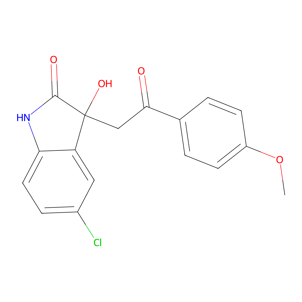 5-Chloro-3-hydroxy-3-(2-(4-methoxyphenyl)-2-oxoethyl)indolin-2-one molecular structure, CAS 442639-80-7