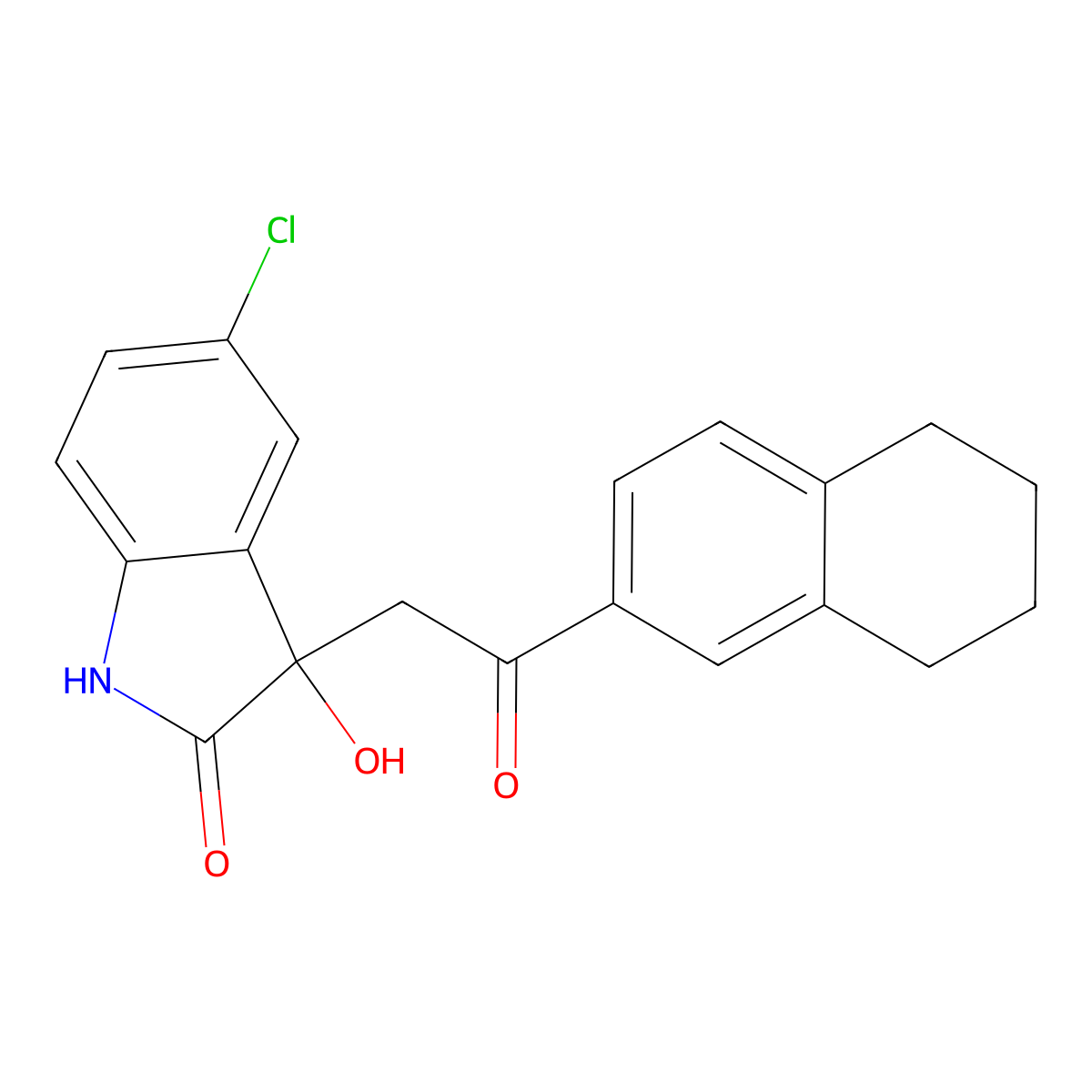 5-chloro-3-hydroxy-3-[2-oxo-2-(5,6,7,8-tetrahydronaphthalen-2-yl)ethyl]-1,3-dihydro-2H-indol-2-one molecular structure, CAS 442639-89-6