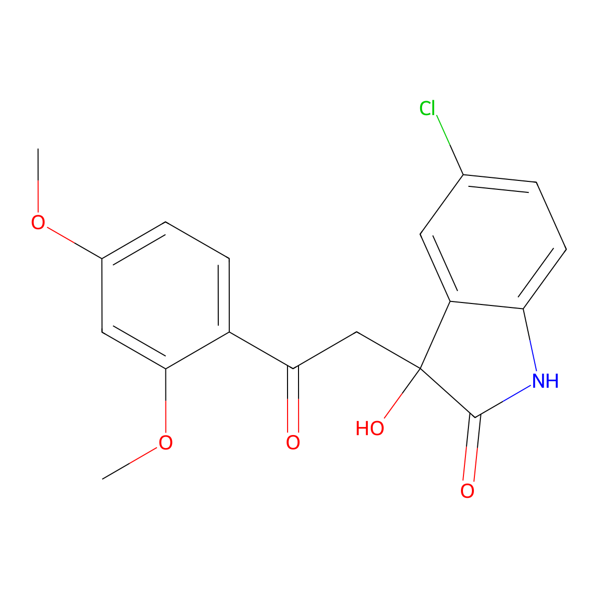 5-chloro-3-[2-(2,4-dimethoxyphenyl)-2-oxoethyl]-3-hydroxy-1H-indol-2-one molecular structure, CAS 442639-92-1