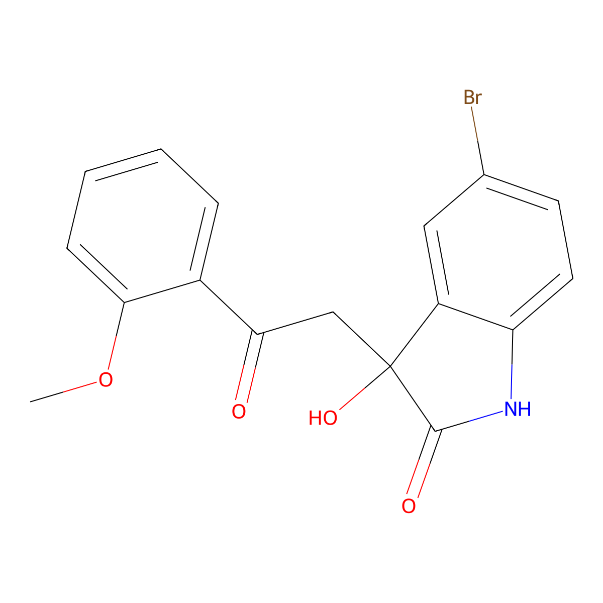 5-Bromo-3-hydroxy-3-[2-(2-methoxy-phenyl)-2-oxo-ethyl]-1,3-dihydro-indol-2-one molecular structure, CAS 442640-29-1